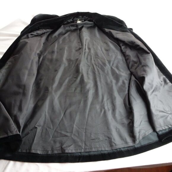 Vintage JS Collections Women Black Velvet Coat with Pockets Size M - Picture 6 of 12